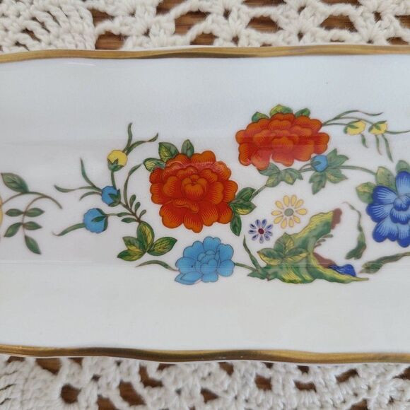 Aynsley England Mint Tray 8-1/4" Fine English Bone China Famille Rose Pattern - Picture 3 of 15